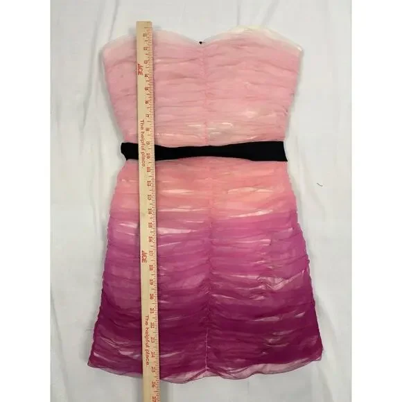 Pearl Georgina Chapman Dress Size 6 Strapless Pink Ruched Cocktail Formal Y2K - Picture 6 of 10